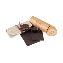 Load image into Gallery viewer, Fabrix Wooden Sunglasses - CLAYTON Smoky Walnut Whats In The Box