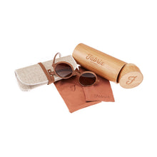 Load image into Gallery viewer, Fabrix Wooden Sunglasses - CLAYTON Walnut Whats In The Box