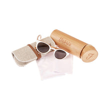 Load image into Gallery viewer, Fabrix Wooden Sunglasses - GRACE White on Zebra Whats In The Box