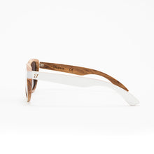 Load image into Gallery viewer, Fabrix Wooden Sunglasses - JARVIS White on Zebra Side