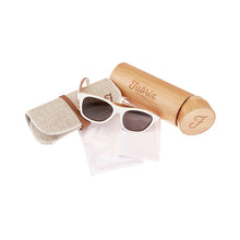 Load image into Gallery viewer, Fabrix Wooden Sunglasses - JARVIS White on Zebra Whats In The Box