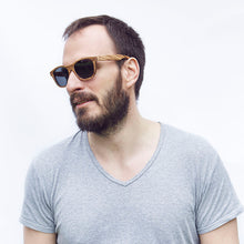 Load image into Gallery viewer, Fabrix Wooden Sunglasses - JARVIS Zebra Portrait 01