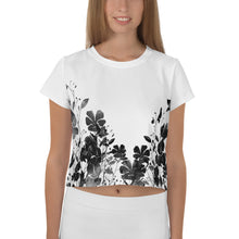 Load image into Gallery viewer, B&W Flower Crop Tee