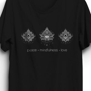 Peace Mindfulness Love Unisex T-Shirt - Black