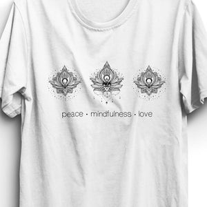 Peace Mindfulness Love Unisex T-Shirt - White