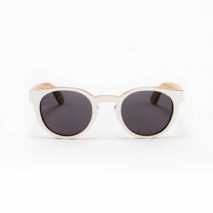 Fabrix Wooden Sunglasses - GRACE White on Zebra Front