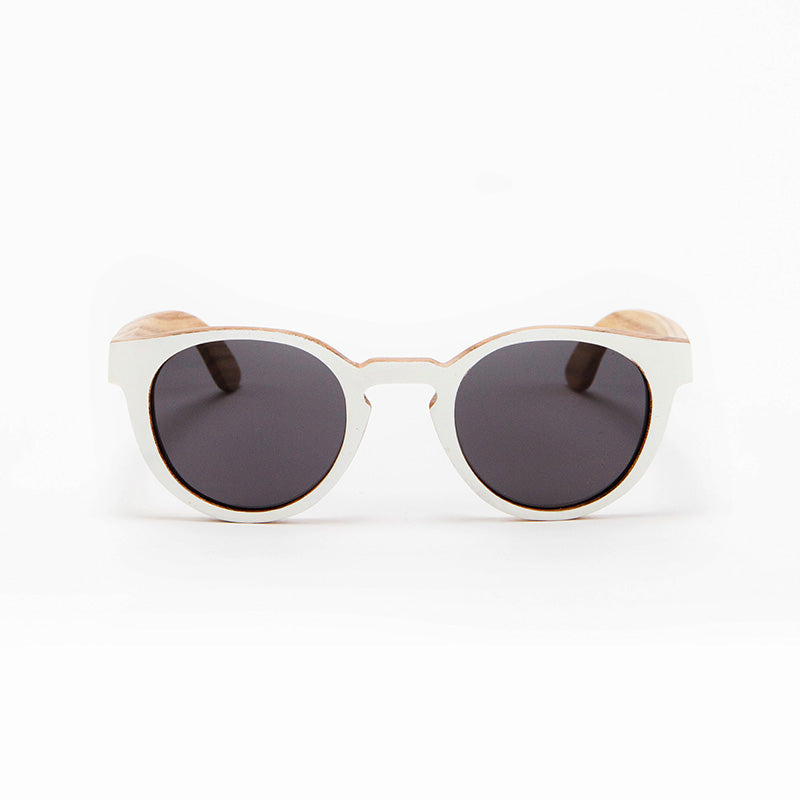 Fabrix Wooden Sunglasses - GRACE White on Zebra Front