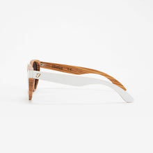 Load image into Gallery viewer, Fabrix Wooden Sunglasses - JARVIS White on Zebra Side
