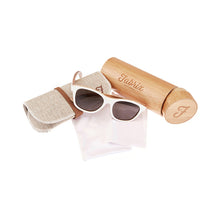Load image into Gallery viewer, Fabrix Wooden Sunglasses - JARVIS White on Zebra Whats In The Box

