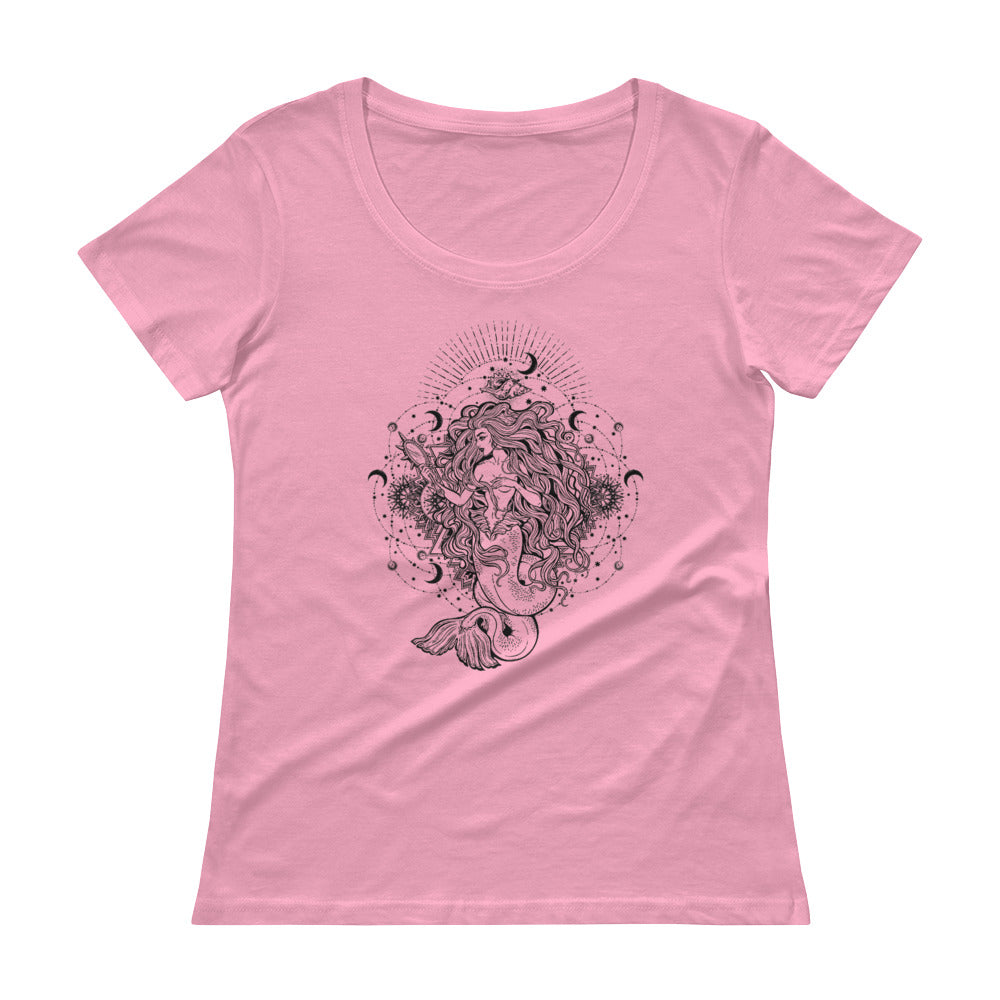 Mandala Mermaid Scoopneck T-Shirt - Pink