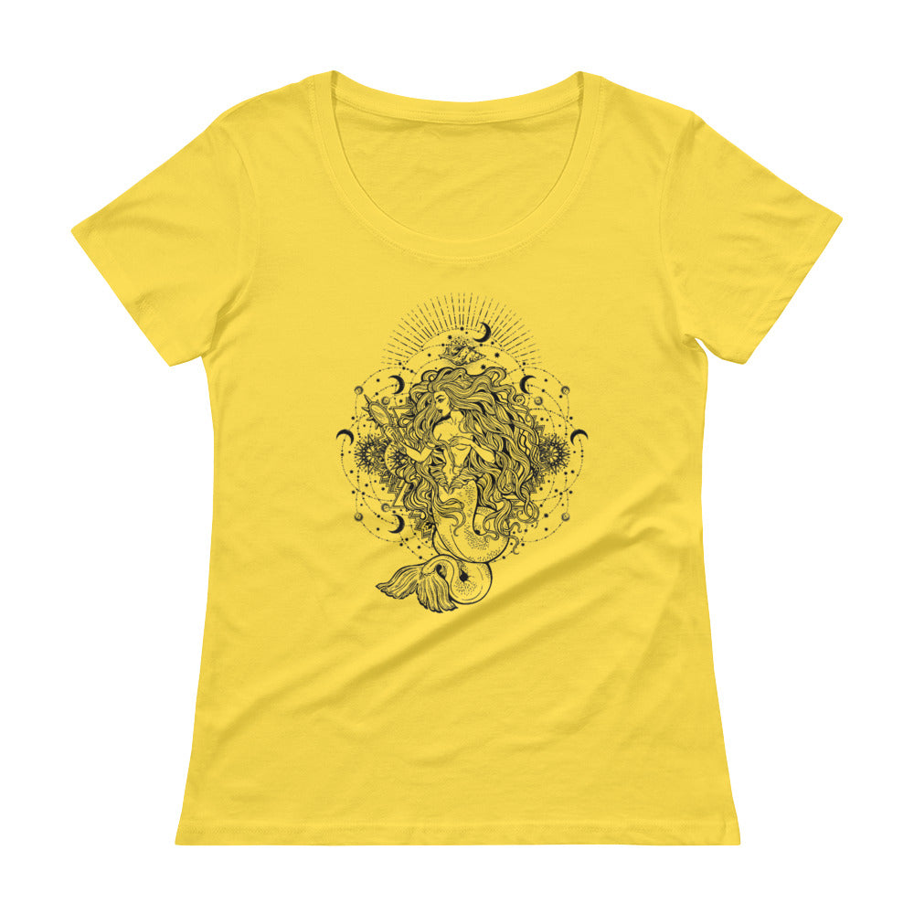Mandala Mermaid Scoopneck T-Shirt - Yellow