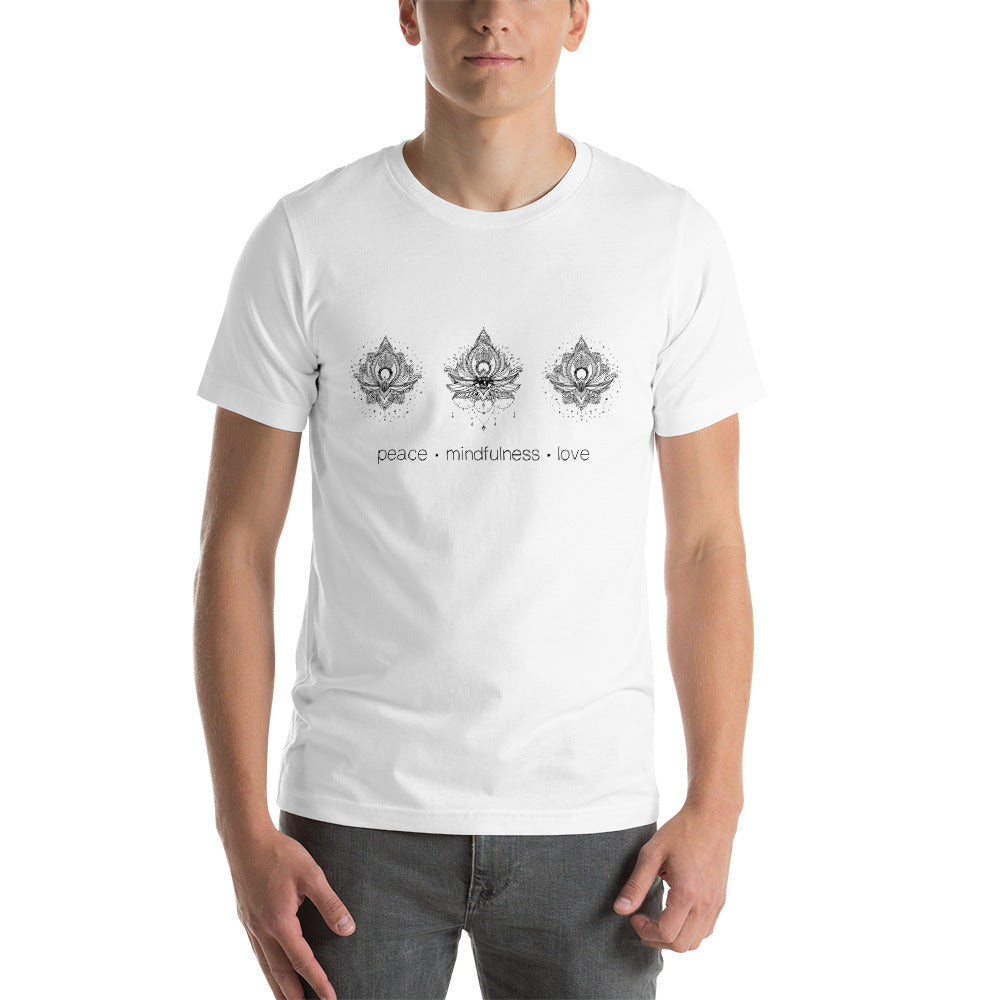 Peace Mindfulness Love Unisex T-Shirt - White